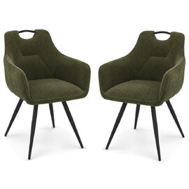 Touron Green Fabric Dining Chairs in Pair