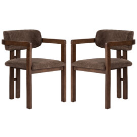 Tovaro Dark Walnut Fabric Dining Chairs with Brown Wooden Frame in Pair