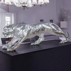 Tracy Synthetic Resin Cheetah Sculpture In Antique Silver