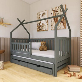 Tracy Wooden Day Bed Without Mattress And Trundle In Graphite