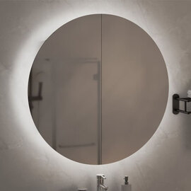 Trail Large Bathroom Mirrored Cabinet In White With LED