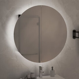 Trail Medium Bathroom Mirrored Cabinet In Black With LED