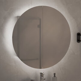 Trail Medium Bathroom Mirrored Cabinet In White With LED