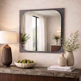 Transparenza Glass Wall Mirror with Fume Wooden Frame