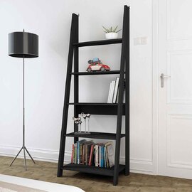 Travis Wooden Ladder Bookcase With 4 Shelves - Black
