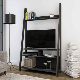 Travis Wooden Ladder TV Stand With 3 Shelves - Black