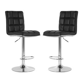 Treno Black Faux Leather Bar Chairs With Chrome Base In A Pair