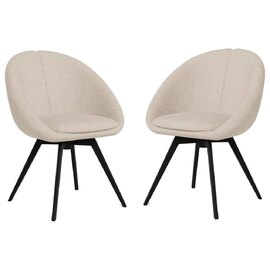 Trenton Fabric Swivel Dining Chairs With Black Legs In Pair - Sand