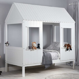 Trenton Wooden Single Bed In White