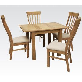 Trevino Small Wooden Extending Dining Table With 4 Chairs In Oak