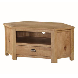 Trevino Wooden Corner TV Stand With 1 Drawer In Oak