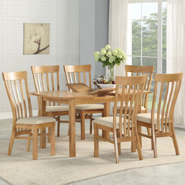 Trevino Wooden Extending Dining Table With 6 Chairs In Oak