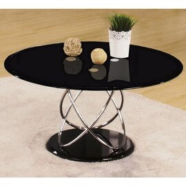 Einav Black Glass Coffee Table Round With High Gloss Base
