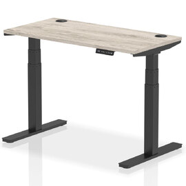 Troy 120cm Wooden Adjustable Laptop Desk With Black Legs In Grey Oak