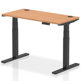 Troy 120cm Wooden Adjustable Laptop Desk With Black Legs In Oak