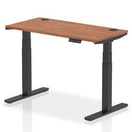 Troy 120cm Wooden Adjustable Laptop Desk With Black Legs In Walnut