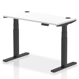 Troy 120cm Wooden Adjustable Laptop Desk With Black Legs In White
