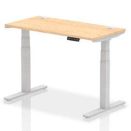 Troy 120cm Wooden Adjustable Laptop Desk With Silver Legs In Maple