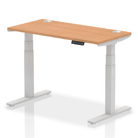 Troy 120cm Wooden Adjustable Laptop Desk With Silver Legs In Oak