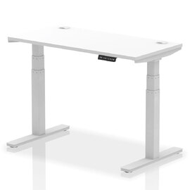 Troy 120cm Wooden Adjustable Laptop Desk With Silver Legs In White