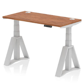 Troy 120cm Wooden Adjustable Laptop Desk With Silver Legs In Walnut