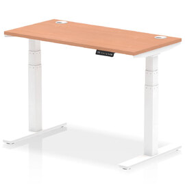 Troy 120cm Wooden Adjustable Laptop Desk With White Legs In Beech