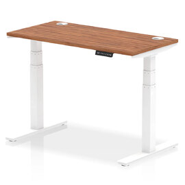 Troy 120cm Wooden Adjustable Laptop Desk With White Legs In Walnut