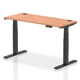 Troy 140cm Wooden Adjustable Laptop Desk With Black Legs In Beech