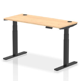 Troy 140cm Wooden Adjustable Laptop Desk With Black Legs In Maple