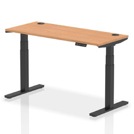Troy 140cm Wooden Adjustable Laptop Desk With Black Legs In Oak
