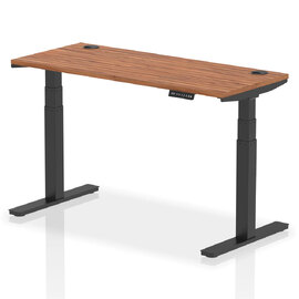 Troy 140cm Wooden Adjustable Laptop Desk With Black Legs In Walnut