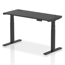 Troy 140cm Wooden Adjustable Laptop Desk With Metal Legs In Black