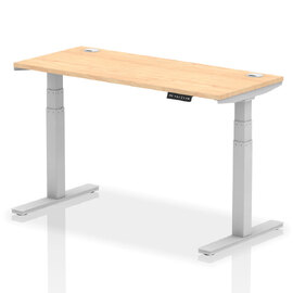 Troy 140cm Wooden Adjustable Laptop Desk With Silver Legs In Maple
