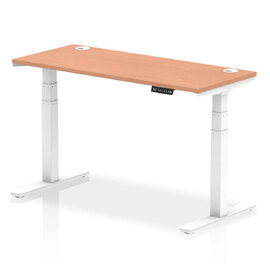Troy 140cm Wooden Adjustable Laptop Desk With White Legs In Beech