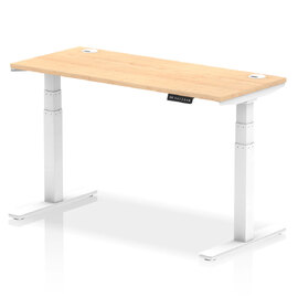 Troy 140cm Wooden Adjustable Laptop Desk With White Legs In Maple