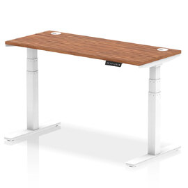 Troy 140cm Wooden Adjustable Laptop Desk With White Legs In Walnut