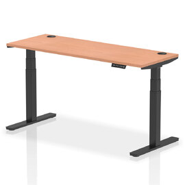 Troy 160cm Wooden Adjustable Laptop Desk With Black Legs In Beech