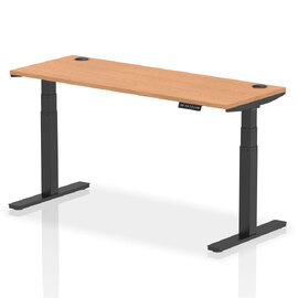 Troy 160cm Wooden Adjustable Laptop Desk With Black Legs In Oak