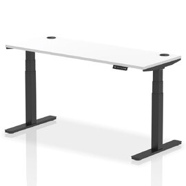 Troy 160cm Wooden Adjustable Laptop Desk With Black Legs In White