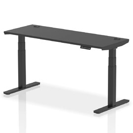 Troy 160cm Wooden Adjustable Laptop Desk With Metal Legs In Black