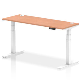 Troy 160cm Wooden Adjustable Laptop Desk With White Legs In Beech