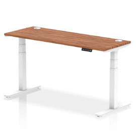 Troy 160cm Wooden Adjustable Laptop Desk With White Legs In Walnut