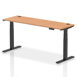 Troy 180cm Wooden Adjustable Laptop Desk With Black Legs In Oak