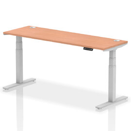 Troy 180cm Wooden Adjustable Laptop Desk With Silver Legs In Beech