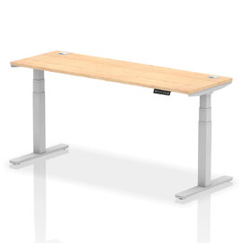 Troy 180cm Wooden Adjustable Laptop Desk With Silver Legs In Maple
