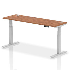 Troy 180cm Wooden Adjustable Laptop Desk With Silver Legs In Walnut