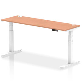 Troy 180cm Wooden Adjustable Laptop Desk With White Legs In Beech