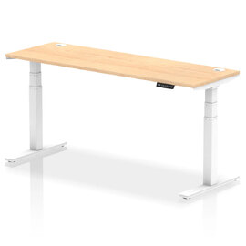Troy 180cm Wooden Adjustable Laptop Desk With White Legs In Maple