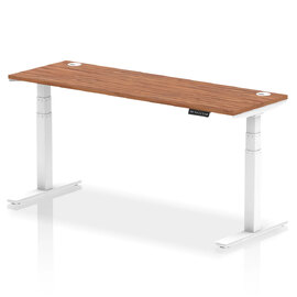 Troy 180cm Wooden Adjustable Laptop Desk With White Legs In Walnut