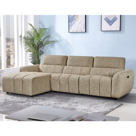 Truro Fabric Left Hand Electric Recliner Corner Sofa In Mocha
